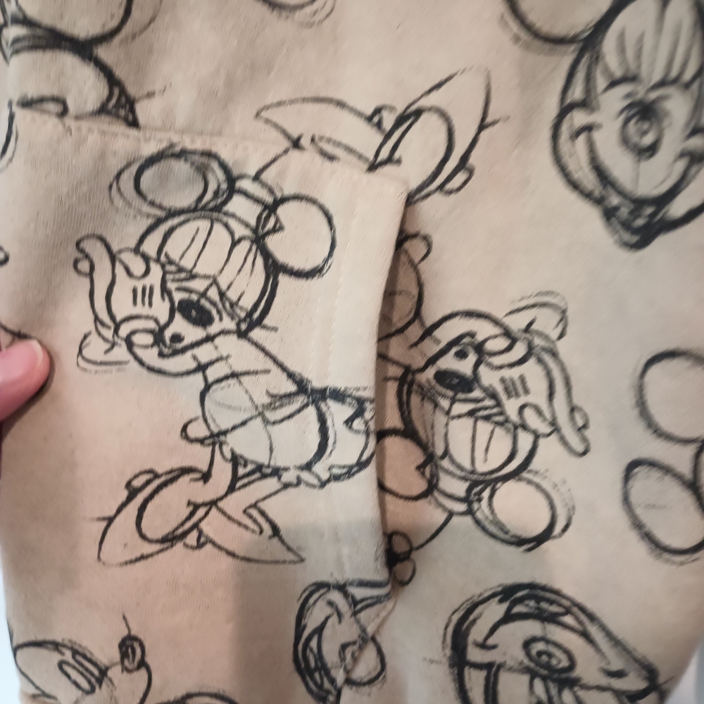 Disney Minnie Mickey Mouse Sketch Zip Up Hoodie Tan Fleece Sweatshirt Small S - Picture 5 of 8